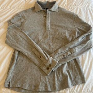 Johnnie -O Men's Medium Gray Herringbone Long Sleeve Shirt Front Button
